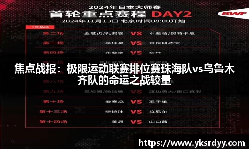 焦点战报：极限运动联赛排位赛珠海队vs乌鲁木齐队的命运之战较量